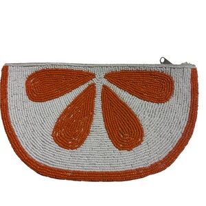 Orange and White Beaded Clutch